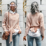 Casual Office Style Bowknot Knitting Sweater