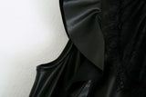 Leather Ruffled Lace Splicing Midi Dresses