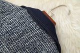 Conjunto de dos piezas de falda de abrigo de un solo pecho de mezclilla azul empalmado