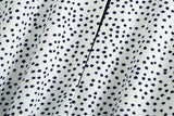 Polka Dot Shirred Frill Shoulder Pad Midi Dresses