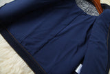 Conjunto de dos piezas de falda de abrigo de un solo pecho de mezclilla azul empalmado