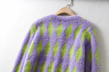 Cardigans à motif losanges à boutonnage simple en tricot contrasté