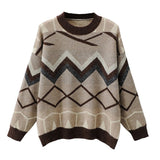 Contrast Color Argyle Pattern Vintage Sweater Knit