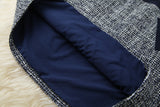 Ensemble deux pièces jupe manteau à boutonnage simple en denim bleu épissé