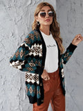 V-neck Plaid Argyle Pattern Knit Cardigan Sweater Outerwear