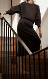 Black Splicing Oversize Sweatshirts Bodycon Skirt Midi Dresses Two Pieces