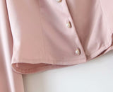 Camisas Blusas de manga farol con botonadura sencilla y cuello cuadrado