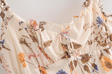 Backless Suspenders Ruffled Chiffon Floral Midi Dresses