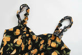 Vintage Suspenders Backless Slit Floral Chiffon Midi Dresses