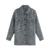 Single-breasted Mid-length Houndstooth Coat Outerwear