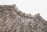 V-neck Leopard Single-breasted Lace-up Mini Dresses