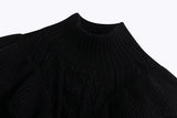 High Collar Ruffles Lantern Sleeves Knit Geometry Sweater