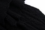 High Collar Ruffles Lantern Sleeves Knit Sweater