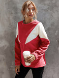 Simple V-Shaped Crew Neck Long Sleeve Sweater