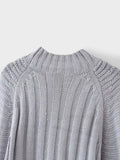 Splicing Hollow-out Lantern Sleeve Knit Sweater