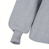 Suéteres de empalme de punto de manga farol de cuello alto