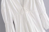V-neck Lace Hollow-out Elastic Waist Mini Dresses