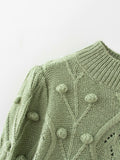 Lantern Sleeve Splicing Lingge Stand-up Collar Sweater