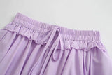 Lace-up Elastic Waist Pleated Skirts Mini Dresses