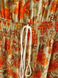 Maxi vestidos florales con cintura elástica y cordón de vacaciones