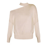 Loose Irregular Halter One Shoulder Sweaters Pink