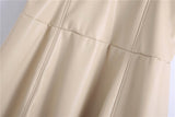 Suspenders Strapless Leather Cream Party Midi Dresses