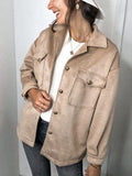 Splicing Single-breasted Button Suede Lapel Outerwear Coat