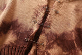 Tie-dye Broche Bouton Tricot Pull Cardigan