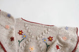 Suéteres de un solo pecho con cuello en V de punto floral con volantes Cárdigans