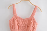 Knit Single-breasted Cardigans Cami Tops Two-piece