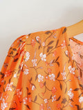 Vestidos maxi florales con cintura elástica y cordones con borlas