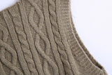 Knit V-neck Argyle Pattern Tank Tops Sweaters