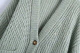 V-neck Single-breasted Knit Oversize Cardigans