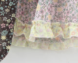 Floral Printed Splicing Ruffled Flounces Mini Dress