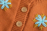 Suéteres de un solo pecho vintage de manga de linterna de punto bordado