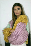 V-neck Stripe Lantern Sleeve Knit Sweater Outerwear