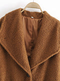Manteau de veste à col boutonné en peluche