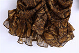 Animal Pattern Ruffled Flounces Pleated Mini Dress