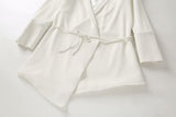 V-neck Pile Collar Lace-up Blazer Mini Dresses - White