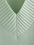 V-neck Slit Knit Splicing Vest Sweater