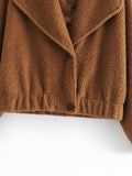 Manteau de veste à col boutonné en peluche