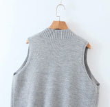 V-neck Irregular Hem Splicing Knit Vest Sweaters