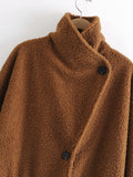 Plush Button Lapel Collar Jacket Coat Outerwear
