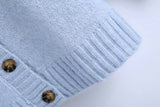Single-breasted Lantern Sleeve V-neck Knit Cardigan Outerwear
