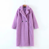 Lambswool Button Splicing Lapel Overcoat Outerwear