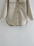 Pile Collar Pocket Single-breasted Woolen Outerwear Coat