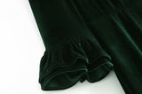 Velvet Flared Sleeve Vintage Splicing Mini Dresses