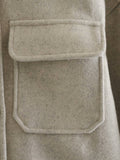 Manteau d'extérieur en laine à boutonnage simple avec poche à col pileux