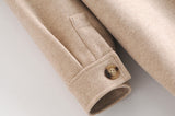 Lapel Collar Single-breasted Slit Leg Outerwear Long Coat