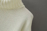 Chandails en tricot à manches lanterne évidées à col haut vintage